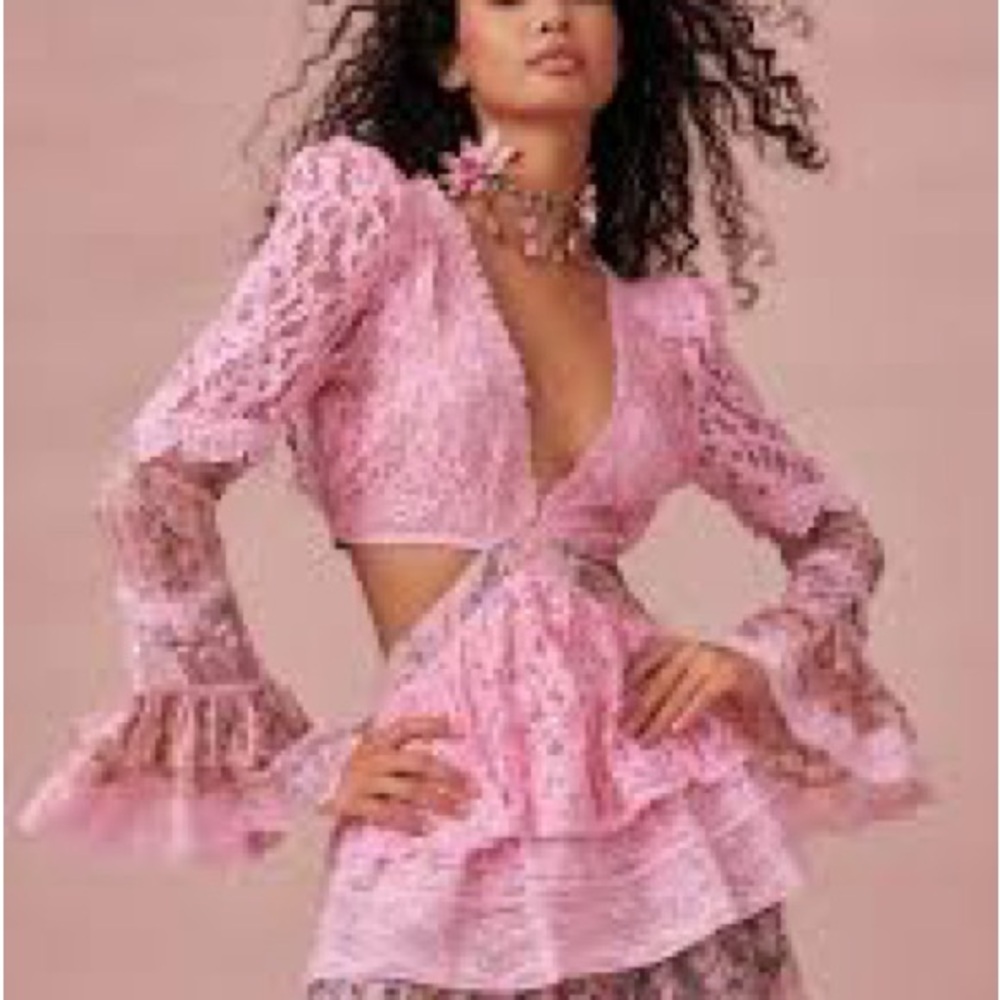 LoveShackFancy Karine Lace Minidress famous pink